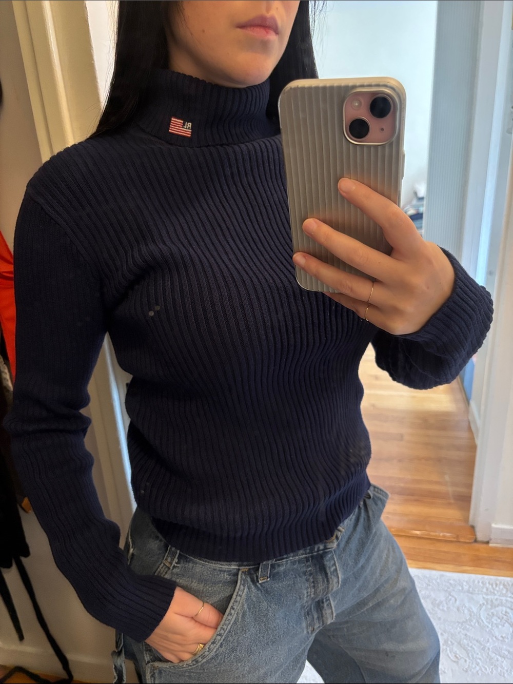 Polo by Ralph Lauren Navy Ribbed Turtleneck Sweater